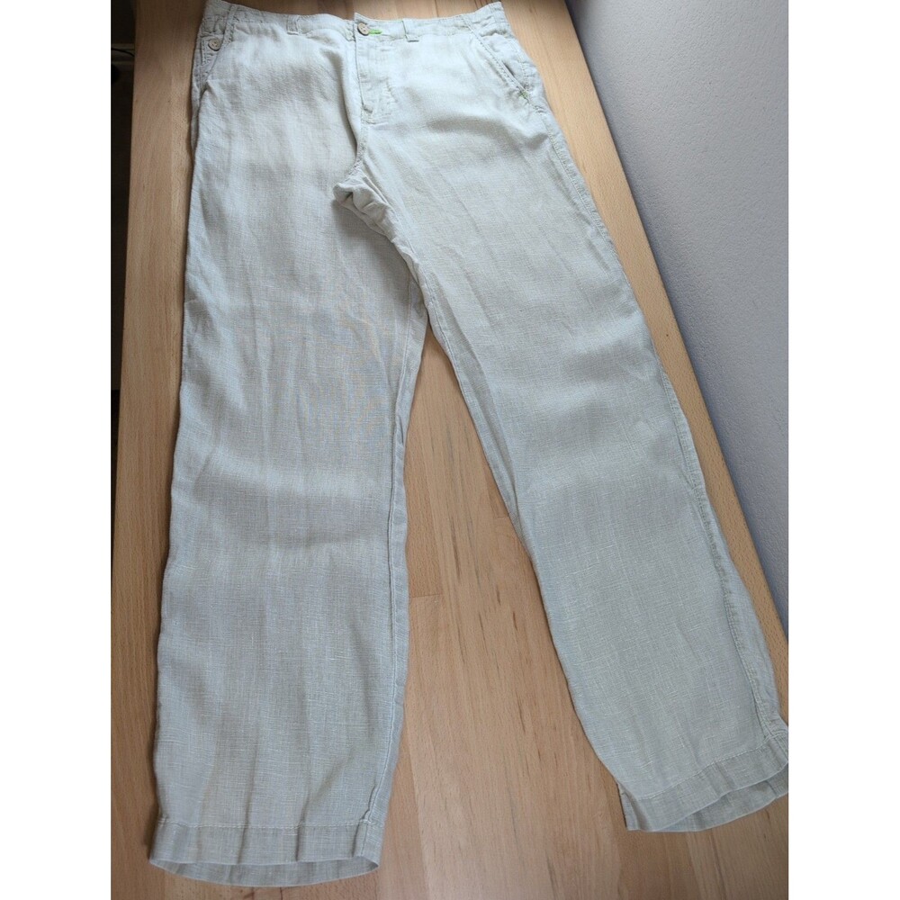 Tommy Bahama Relax Mens 33x32 Beige 100% Linen Straight Leg Pants Chinos